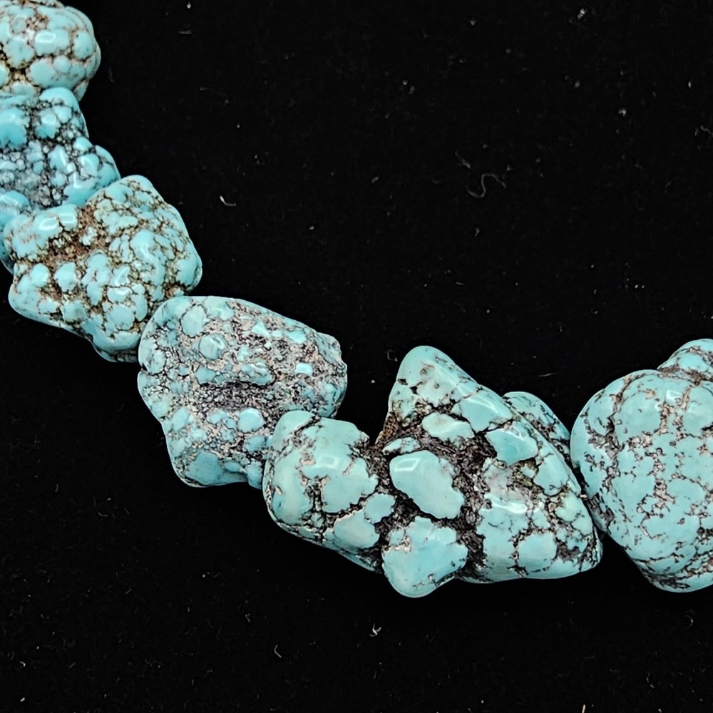 Vintage Kingman Turquoise Nugget Necklace Native American Southwestern 20in 122g - Picture 10 of 10